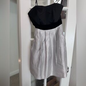 Max & Cleo Elegant Black and Silver Strapless Dress Size 6